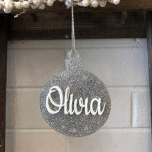 Load image into Gallery viewer, Personalised Glitter Acrylic Christmas Bauble - Custom Made