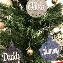 Load image into Gallery viewer, Personalised Glitter Acrylic Christmas Bauble - Custom Made
