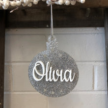 Load image into Gallery viewer, Personalised Glitter Acrylic Christmas Bauble - Custom Made
