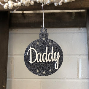 Personalised Glitter Acrylic Christmas Bauble - Custom Made