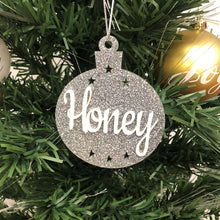 Load image into Gallery viewer, Personalised Glitter Acrylic Christmas Bauble - Custom Made
