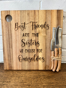 Best Friends Timber Cheese Board with Serving Knives